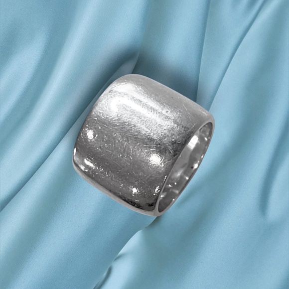 H. Fred Skaggs Signed Sterling Silver Wide Band Ring Modernist MCH | Size 7-7.5 - Picture 9 of 12